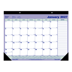 2027 Blueline Monthly Desk Pad Calendar, 21-1/4" x 16", Blue/White, January To December, C181731, Total Qty 1