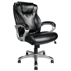 Realspace® EC620 Bonded Leather High-Back Executive Chair, Black