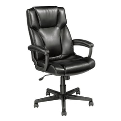 Realspace® Breckland Executive Bonded Leather High-Back Chair, Black
