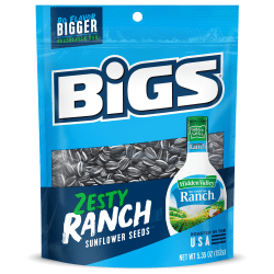 Bigs Zesty Ranch Sunflower Seed Bags, 5.35 Oz, Pack Of 12 Seed Bags