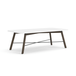 HON Scramble Wood Soft Rectangle Coffee Table, 16"H x 48"W x 24"D, Designer White/Florence Walnut