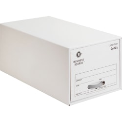 Business Source Stackable Storage File Drawer, Letter Size, 12 1/4" x 23 1/2" x 10 1/4" , White, 6 Box