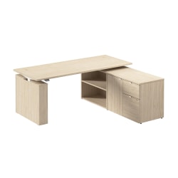 Stratus 72W x 30D Electric Height Adjustable Standing Desk with Storage, Natural Elm, Standard Delivery