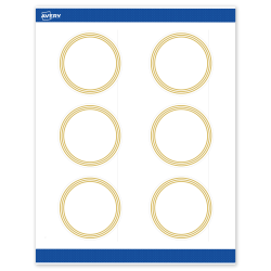 Avery® Print-To-The-Edge Labels With Sure Feed® Technology, S00-DHH-PRWMP10, Round, 3", Matte White, Preprinted Multi-Lined Gold Border Design, Pack Of 60