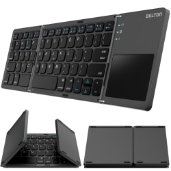 Delton F75 Small Wireless Foldable Portable Keyboard And Touchpad, Black