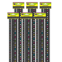 Teacher Created Resources® Straight Border Trim, 3" x 35", Chalkboard Brights, 12 Pieces Per Pack, Set Of 6 Packs