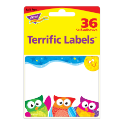 TREND Terrific Labels™, 2-1/2" x 3", Owl-Stars!®, Pack Of 36