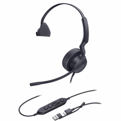 Yealink UH42 Wired Headset, Mono, 32 Ohm, 20 Hz to 20 kHz, Over-the-head, On-ear, Monaural, Supra-aural, 4.92' Cable