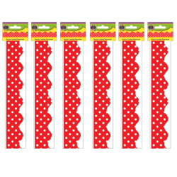 Teacher Created Resources Border Trim, Red, 35' Per Pack, Set Of 6 Packs