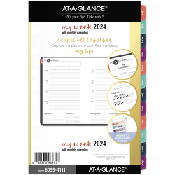AT-A-GLANCE® Harmony Weekly/Monthly Loose-Leaf Planner Refill, 5-1/2" x 8-1/2", January to December 2024, 6099-4111