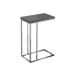 Monarch Specialties Zachary Accent Table, 25-1/4"H x 10-1/4"W x 18-1/4"D, Glossy Gray/Chrome