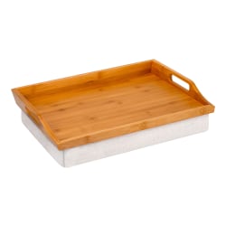 Rossie Home Lap Tray With Pillow, 4.1"H  x 17.5"W x 13.5"D, Bamboo/Natural