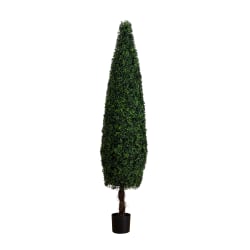 Nearly Natural 7’H UV-Resistant Artificial Boxwood Topiary Cone Tree, 84"H x 18"W x 18"D, Green