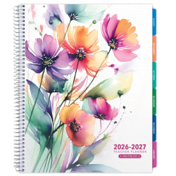 2026-2027 Excello Brands Weekly/Monthly Academic Year Teacher Planner, 8-1/2" x 11", Rainbow Floral, August To July, Total Qty 1