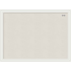 U Brands Linen Bulletin Board, 23" X 17", White Wood Decor Frame