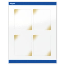 Avery® Printable Labels With Sure Feed® Technology, S00-EWD, Rectangle, 4" x 3-1/3", Glossy White With Preprinted Gold-Blush Pattern, Pack Of 40