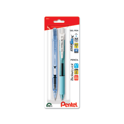 EnerGel-X, Techniclick Pen and Pencil Set, 0.7mm, White/Blue, 2-Pk