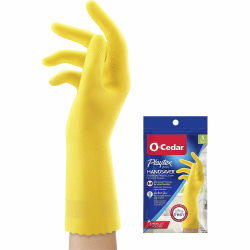 O-Cedar Playtex Handsaver Gloves - Hot Water, Chemical Protection - Small Size - Latex, Nitrile, Neoprene - Yellow - Long Lasting, Durable, Anti-microbial, Odor Resistant, Comfortable, Textured Fingertip, Textured Palm, Reusable - For Household - 2 / Pair