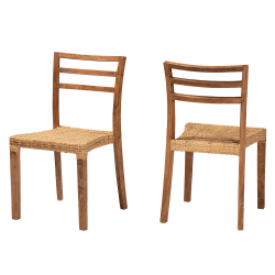 bali & pari Arthur Mid-Century Modern Dining Chairs, Walnut Brown/Natural Brown, Set Of 2 Chairs
