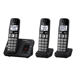 Panasonic® DECT 6.0 Expandable 3-Handset Digital Cordless Phone System With Digital Answering Machine, KX-TGE433B