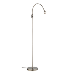 Adesso® Prospect LED Gooseneck Floor Lamp, 56"H, Satin Shade, Satin Base