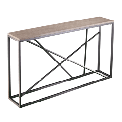 SEI Furniture Arendal Skinny Console Table, 29"H x 52"W x 10"D, Gunmetal Gray/Tan