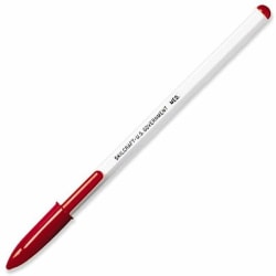 SKILCRAFT® Ballpoint Pens, Medium Point, White Barrel, Red Ink, Pack Of 12