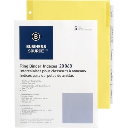 Business Source Buff Stock Ring Binder Indexes,  2" Tabs, 8.5"x11", 5x Dividers, Box of 50 - 20068BX