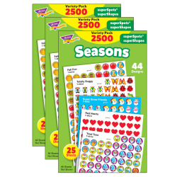 Trend SuperSpots Stickers, Seasons, Pack Of 2500 Stickers, Set Of 3 Packs