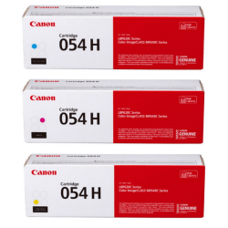 Canon® 054H High-Yield Cyan, Magenta, Yellow Toner Cartridges Combo, Pack Of 3, 3027C001,3026C001,3025C001