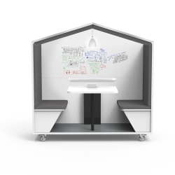 Nook POD Huddle 2-Person Workspace Pod, White Markerboard/Gray, 78"W x 77"H