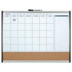 Quartet® Calendar Magnetic Dry-Erase Whiteboard, 17" x 23", Black/Silver Plastic Frame