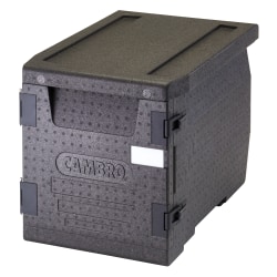 Cambro Cam GoBox GN 1/1 4" Deep Front Loading Food Transporter, 18-3/4"H x 17-5/16"W x 25-1/4"D, Black