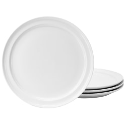 Martha Stewart 4-Piece Fine Ceramic Rimmed Dinner Plate Set, 10-13/16", White