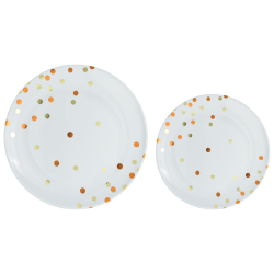 Amscan Round Hot-Stamped Plastic Plates, Orange Peel, Pack Of 20 Plates