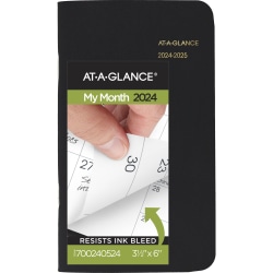 2024-2025 AT-A-GLANCE® 2-Year Monthly Planner, 3-1/2" x 6", Black, January 2024 To December 2025, 7002405