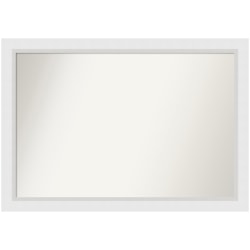 Amanti Art Non-Beveled Rectangle Framed Bathroom Wall Mirror, 28" x 40", Blanco White