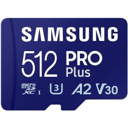 Samsung PRO Plus MB-MD512S 512 GB Class 10/UHS-I (U3) V30 microSDXC - 1 Pack - 180 MB/s Read - 130 MB/s Write - 10 Year Warranty