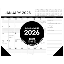 2026 Willow Creek Press Desk Pad Calendar, 22" x 17", Black/White Lines, January To December, 57216