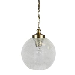 LumiSource Globe Contemporary Pendant Ceiling Lamp, 11-1/2"W, Clear Shade/Gold Base