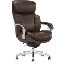 Serta® iComfort i6000 Series Big & Tall Ergonomic Bonded Leather High-Back Executive Chair, Brown/Silver