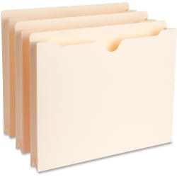 Business Source Full Height Sides Manila File Pockets, 8 1/2" x 11", 1 1/2" Expansion, Straight Tab Cut, Box Of 50