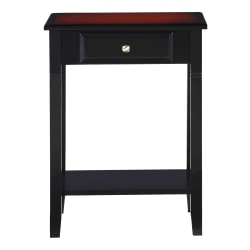Linon Monroe 1-Drawer Accent Table With Shelf, 24"H x 18"W x 14"D, Black/Black Cherry