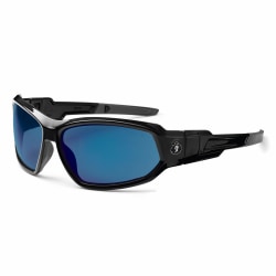 Ergodyne Skullerz® Safety Glasses, Loki, Black Frame, Blue Mirror Lens