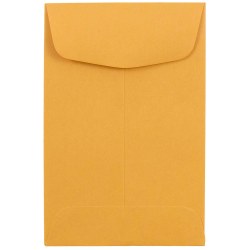 JAM Paper® Coin Envelopes, #4, Gummed Seal, Brown Kraft, Pack Of 500 Envelopes