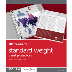 Office Depot® Brand Standard Weight Sheet Protectors, 8-1/2" x 11", Non-Glare, Box Of 100