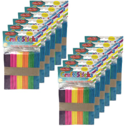 Charles Leonard Colored Craft Sticks, Regular Size, 4-1/2" x 3/8", 150 Per Pack, Set Of 12 Packs