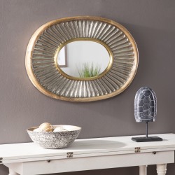 SEI Furniture Froxley Oval Decorative Mirror, 23-1/2"H x 33"W x 3-1/2"D, Silver