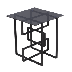 SEI Clanlin Glass-Top Accent Table, 22-1/4"H x 22"W x 22"D, Gray/Black