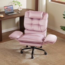 Bestier Ergonomic Velvet High-Back Executive Office Chair, Pink